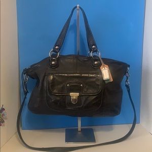 Leather Coach handbag + new picture key fob!
